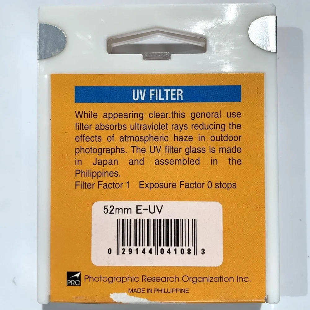 ProMaster Camera Lens UV Filter 52mm Model 4108 UPC 029144041083